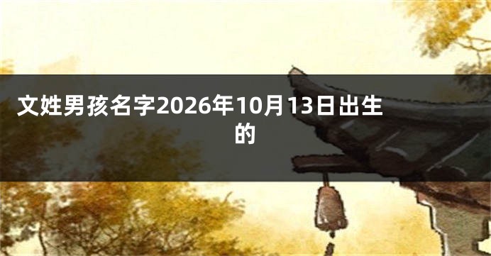 文姓男孩名字2026年10月13日出生的