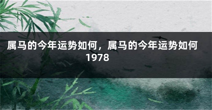属马的今年运势如何，属马的今年运势如何1978