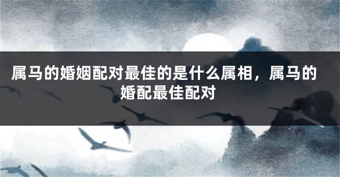 属马的婚姻配对最佳的是什么属相,属马的婚配最佳配对