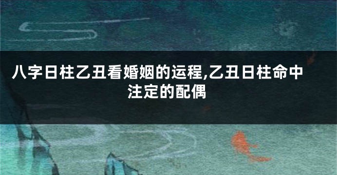 八字日柱乙丑看婚姻的运程,乙丑日柱命中注定的配偶