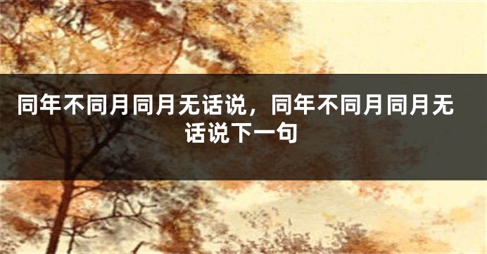 同年不同月同月无话说，同年不同月同月无话说下一句