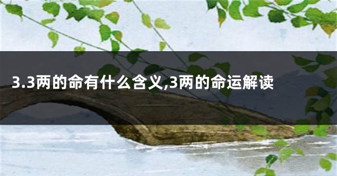 3.3两的命有什么含义,3两的命运解读