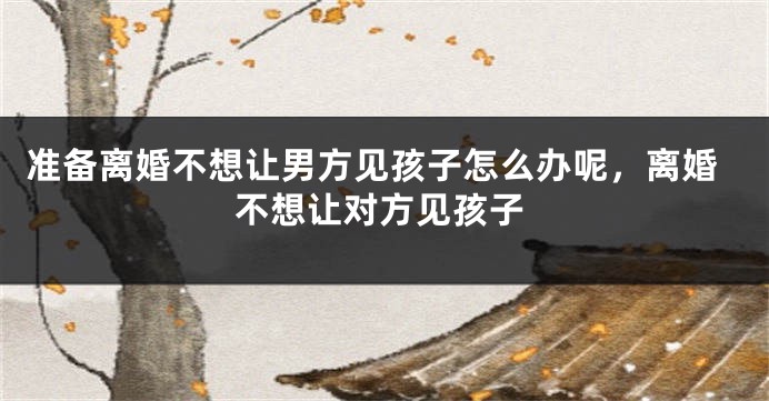 准备离婚不想让男方见孩子怎么办呢，离婚不想让对方见孩子