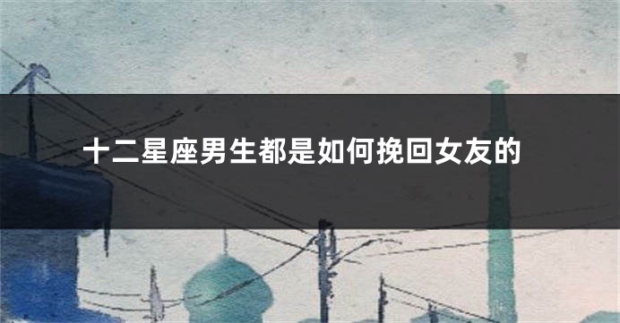 十二星座男生都是如何挽回女友的
