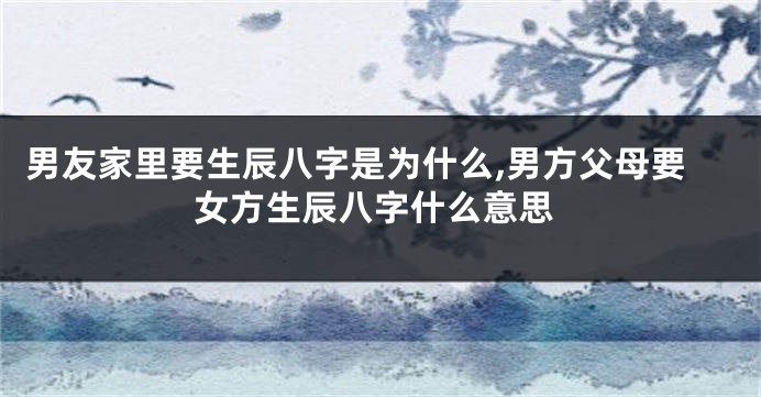 男友家里要生辰八字是为什么,男方父母要女方生辰八字什么意思