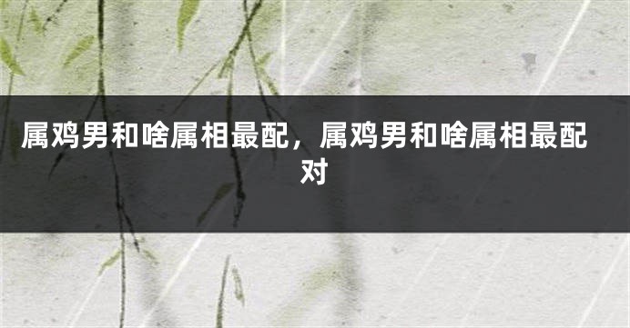 属鸡男和啥属相最配，属鸡男和啥属相最配对