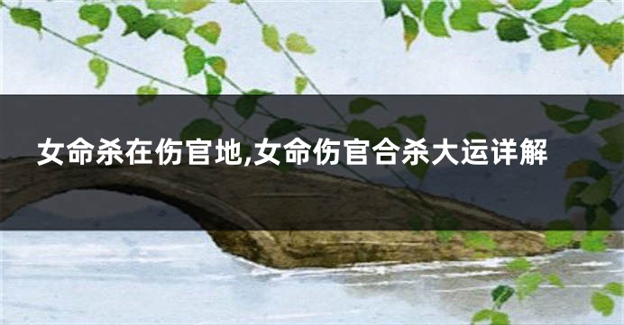 女命杀在伤官地,女命伤官合杀大运详解