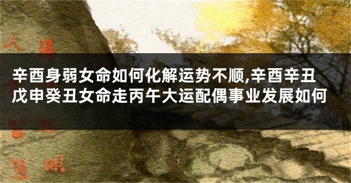 辛酉身弱女命如何化解运势不顺,辛酉辛丑戊申癸丑女命走丙午大运配偶事业发展如何