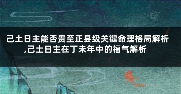 己土日主能否贵至正县级关键命理格局解析,己土日主在丁未年中的福气解析