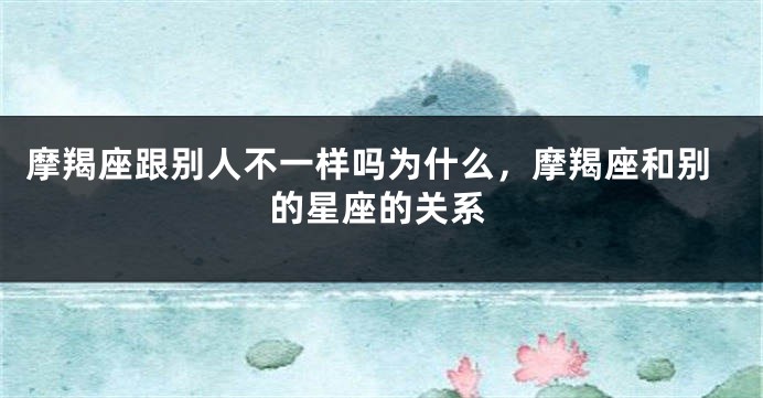 摩羯座跟别人不一样吗为什么，摩羯座和别的星座的关系