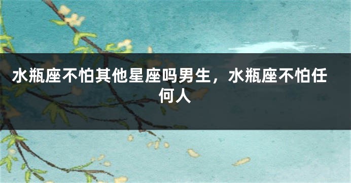 水瓶座不怕其他星座吗男生，水瓶座不怕任何人