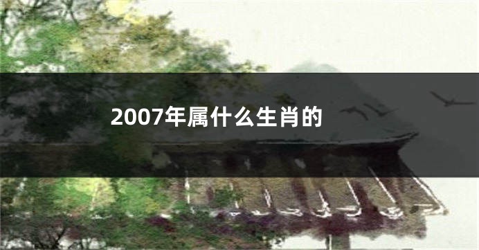 2007年属什么生肖的