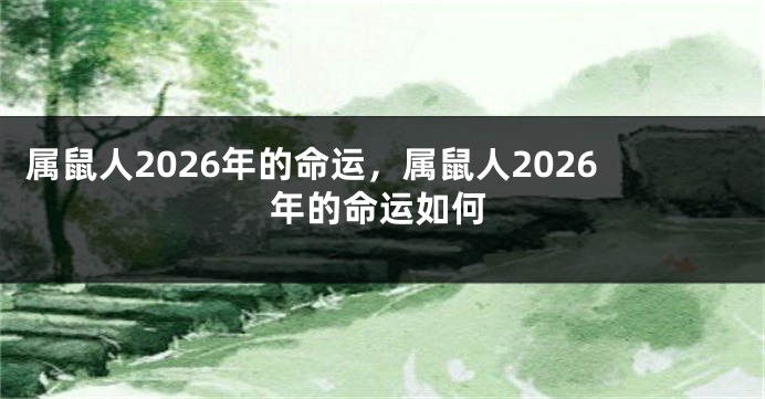 属鼠人2026年的命运，属鼠人2026年的命运如何