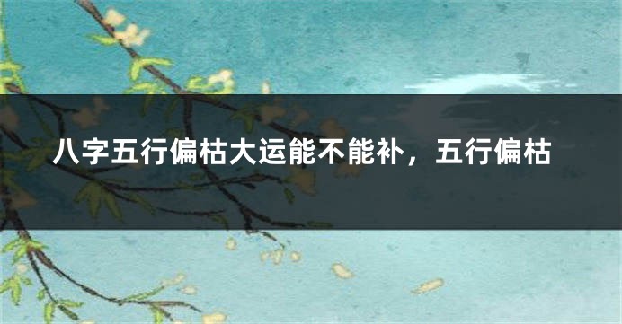 八字五行偏枯大运能不能补，五行偏枯