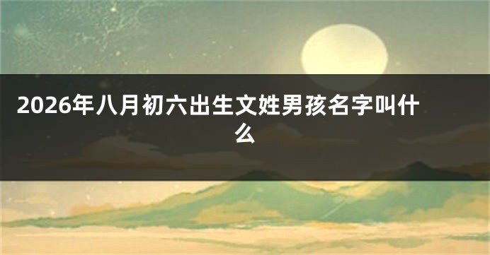 2026年八月初六出生文姓男孩名字叫什么