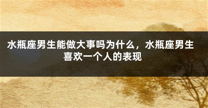 水瓶座男生能做大事吗为什么，水瓶座男生喜欢一个人的表现
