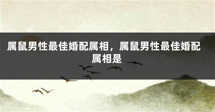 属鼠男性最佳婚配属相，属鼠男性最佳婚配属相是