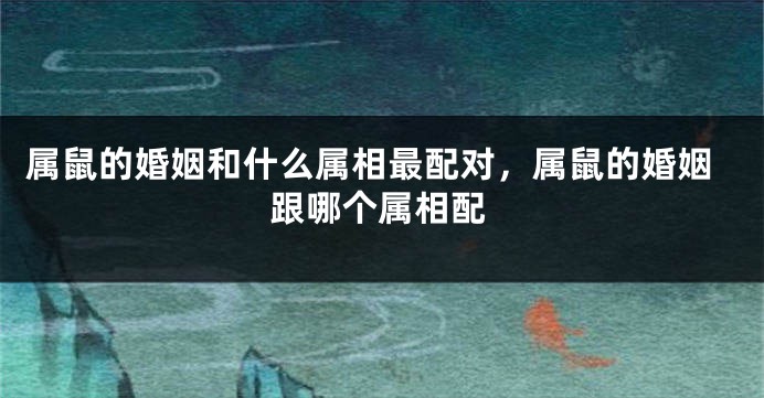 属鼠的婚姻和什么属相最配对，属鼠的婚姻跟哪个属相配