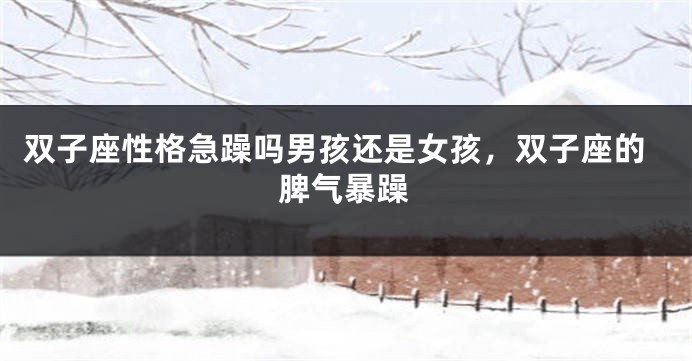 双子座性格急躁吗男孩还是女孩，双子座的脾气暴躁