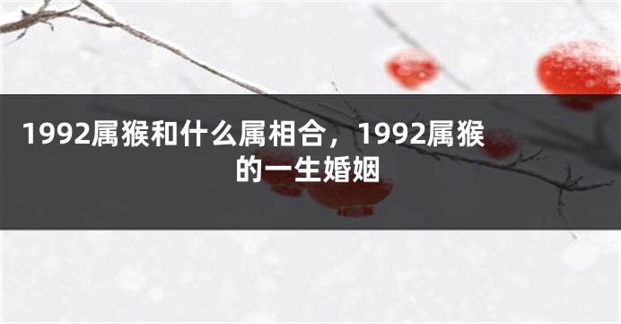 1992属猴和什么属相合，1992属猴的一生婚姻