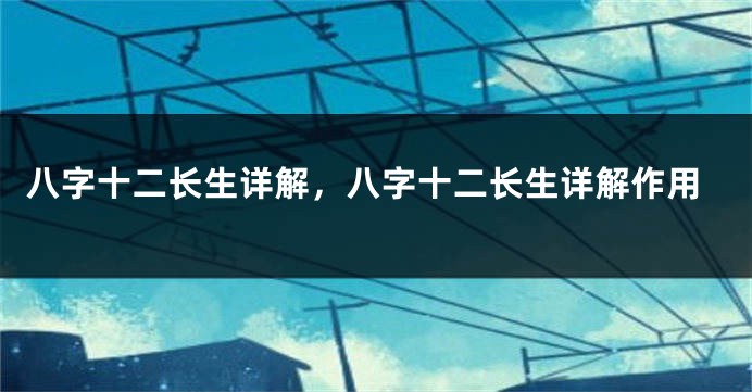 八字十二长生详解，八字十二长生详解作用