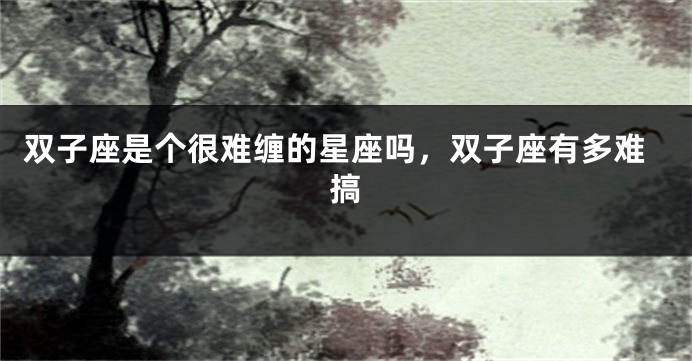 双子座是个很难缠的星座吗，双子座有多难搞